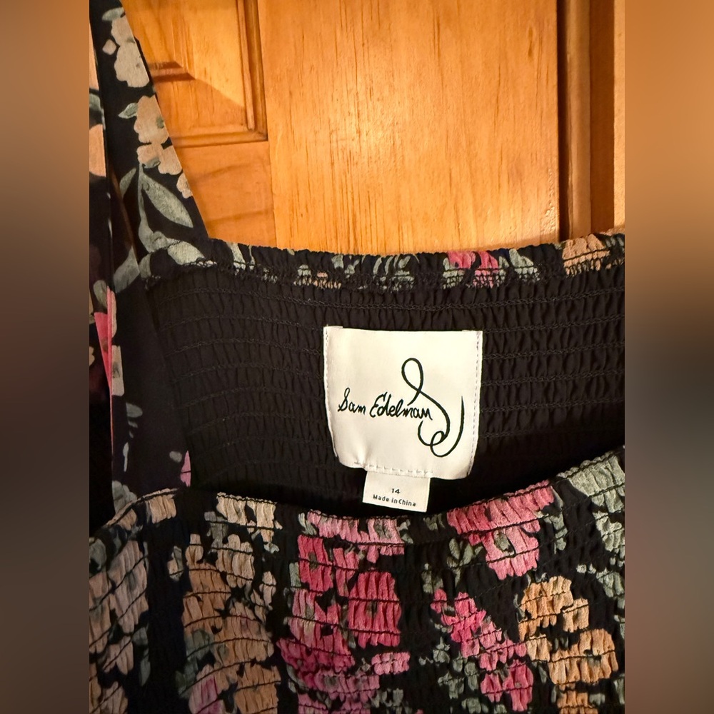 Sam Edelman Black and Pink Floral Midi Dress - Picture 5 of 7